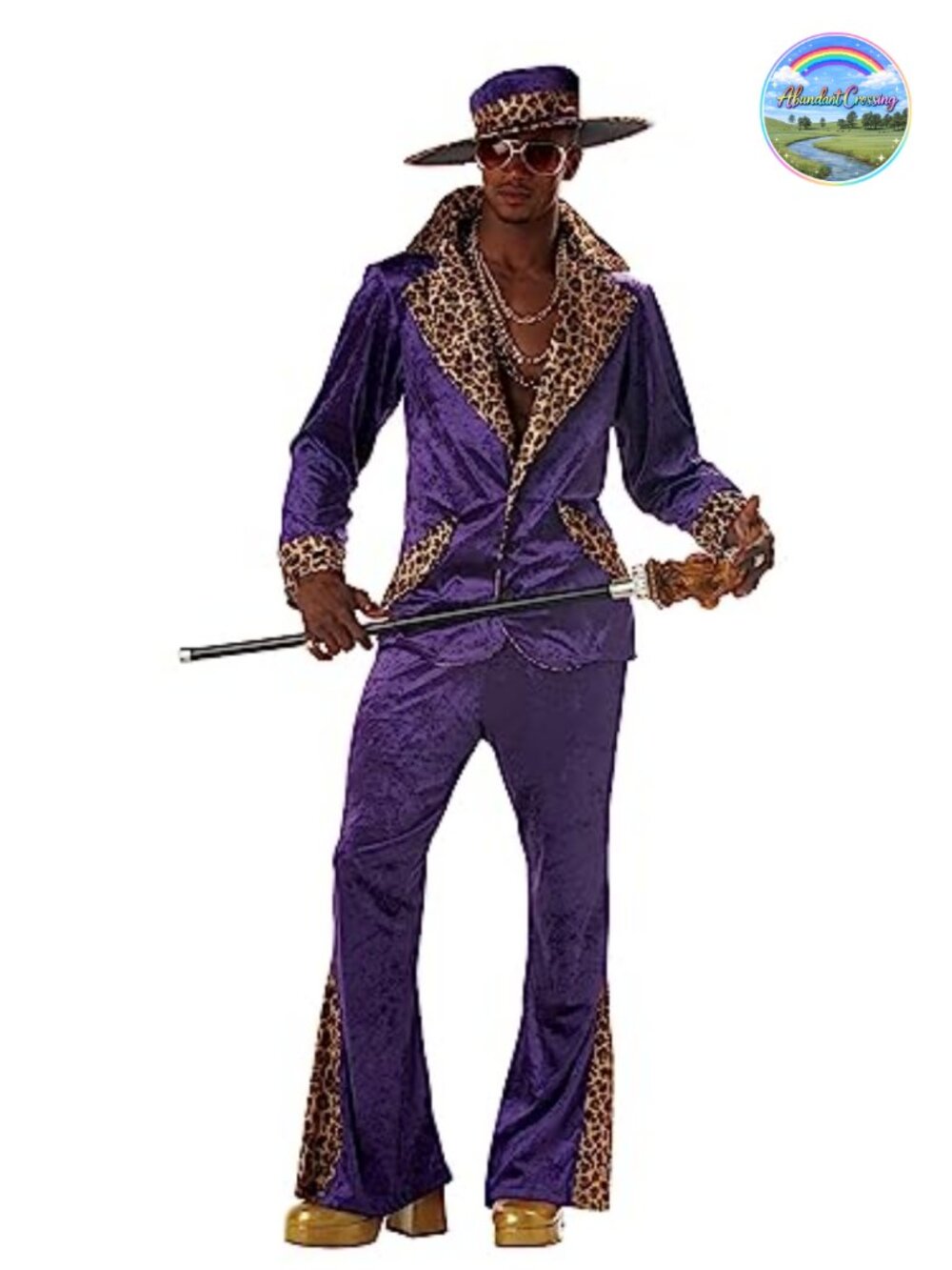Pimp Costume Crushed Velvet Hip-Length Jacket Flared Pants Halloween